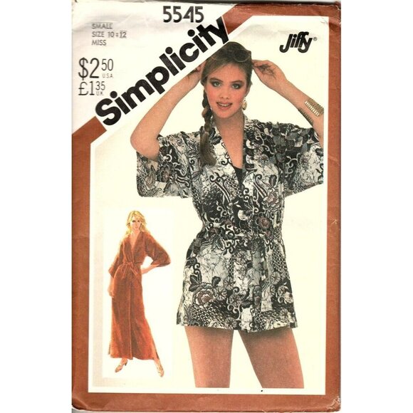 Simplicity 5545 Misses 10 to 12 Front Wrap Robe Vintage UNCUT Sewing Pattern - Picture 1 of 2